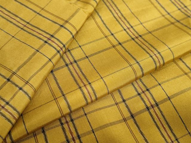 平和屋着物●上質な紬　格子柄　正絹　逸品　DAAZ7082ud