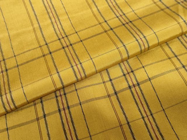 平和屋着物●上質な紬　格子柄　正絹　逸品　DAAZ7082ud