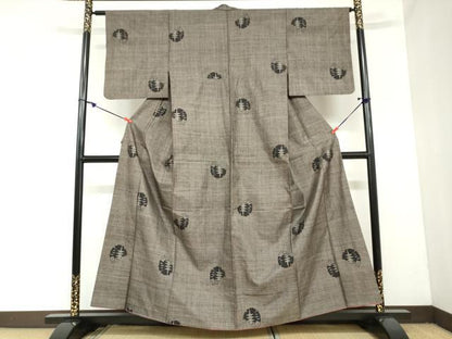 平和屋着物●本場大島紬　9マルキ　風景丸文　正絹　逸品　DAAZ7095ud