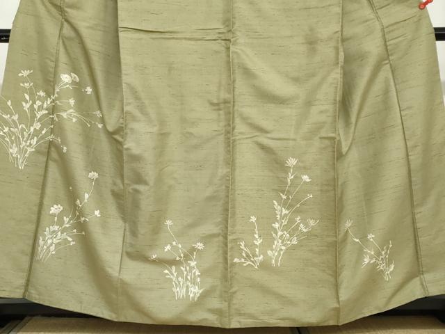 平和屋着物●訪問着　紬地　草花文　正絹　逸品　DAAZ7102ud