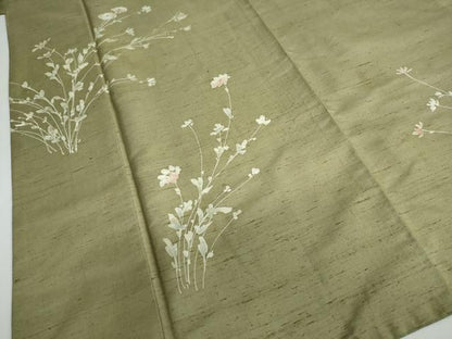 平和屋着物●訪問着　紬地　草花文　正絹　逸品　DAAZ7102ud