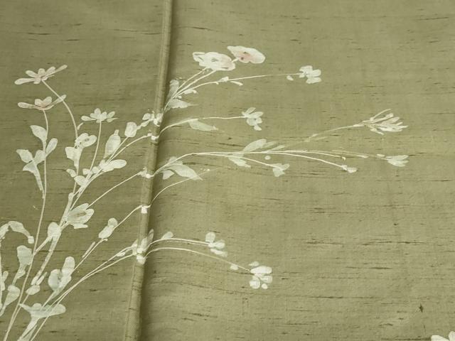平和屋着物●訪問着　紬地　草花文　正絹　逸品　DAAZ7102ud