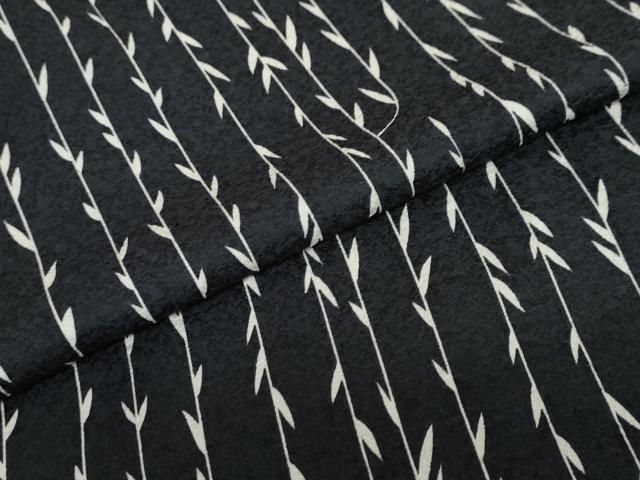 小紋　フルセット　着物　正絹　鶴　白黒　モノトーン　O4 平和屋着物○上質な小紋 枝葉間道 黒地 正絹 逸品 DAAZ7104ud