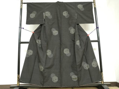 平和屋着物●上質な紬 120亀甲 雪輪舞葉文 正絹 逸品 未使用 DAAZ7118ud