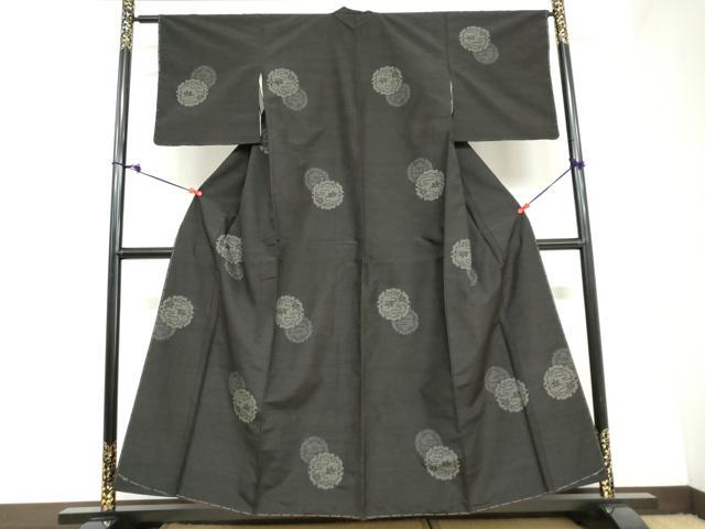 平和屋着物●上質な紬 120亀甲 雪輪舞葉文 正絹 逸品 未使用 DAAZ7118ud