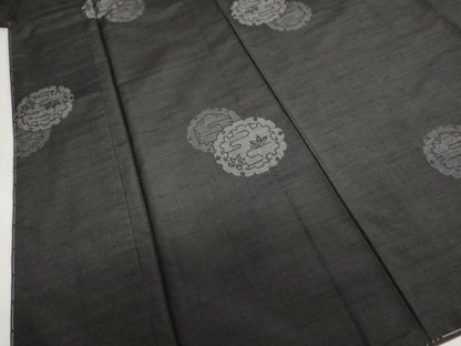 平和屋着物●上質な紬 120亀甲 雪輪舞葉文 正絹 逸品 未使用 DAAZ7118ud