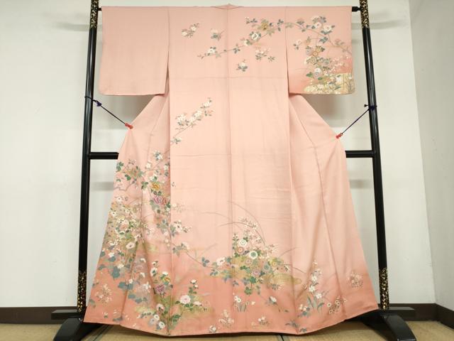 平和屋着物●訪問着　草花文　暈し染め　金彩　正絹　逸品　DAAZ7121ud