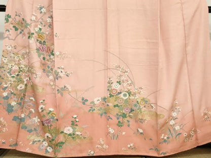 平和屋着物●訪問着　草花文　暈し染め　金彩　正絹　逸品　DAAZ7121ud
