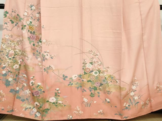平和屋着物●訪問着　草花文　暈し染め　金彩　正絹　逸品　DAAZ7121ud