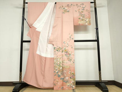 平和屋着物●訪問着　草花文　暈し染め　金彩　正絹　逸品　DAAZ7121ud