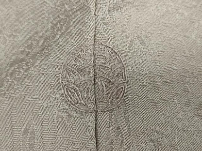 平和屋着物●上質な色無地 草花地紋 利休白茶色 正絹 逸品 DAAZ7124ud