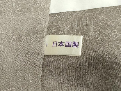 平和屋着物●上質な色無地 草花地紋 利休白茶色 正絹 逸品 DAAZ7124ud
