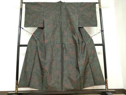 平和屋着物●本場大島紬　草花文　正絹　逸品　DAAZ7132ud