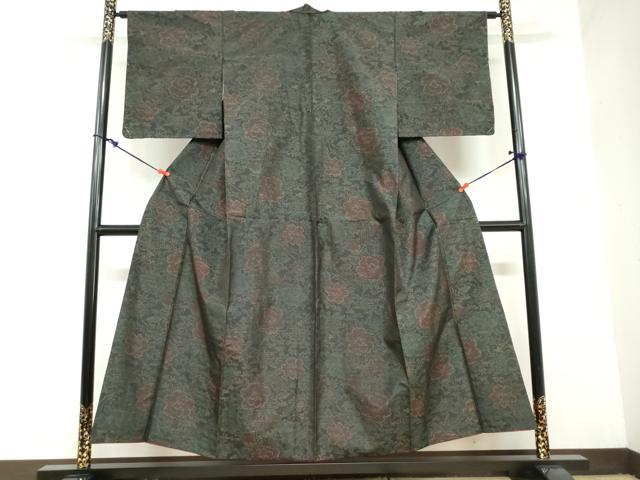 平和屋着物●本場大島紬　草花文　正絹　逸品　DAAZ7132ud