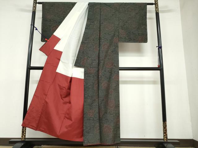 平和屋着物●本場大島紬　草花文　正絹　逸品　DAAZ7132ud