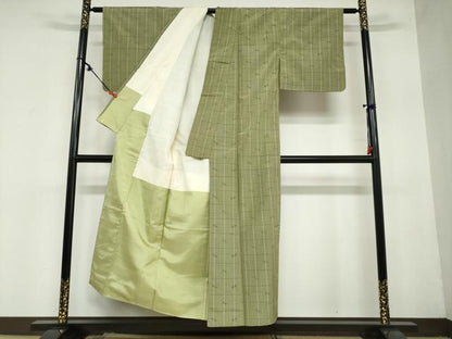 平和屋着物●上質な紬 絣文様 正絹 逸品 未使用 DAAZ7154ud