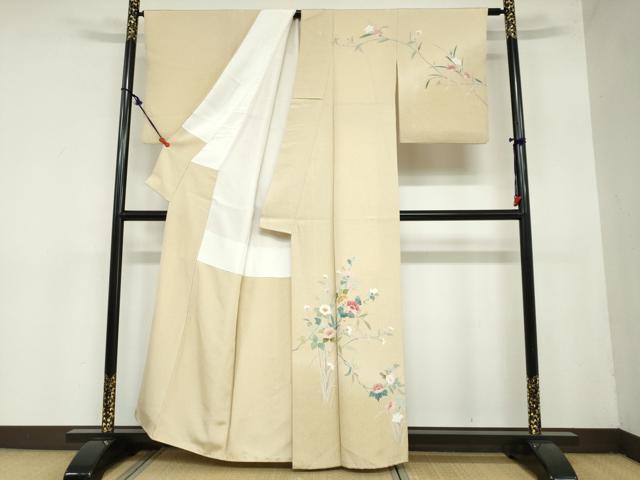 平和屋着物●訪問着　友禅　草花文　正絹　逸品　DAAZ7159ud