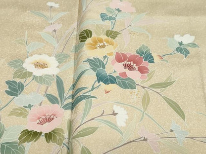 平和屋着物●訪問着　友禅　草花文　正絹　逸品　DAAZ7159ud