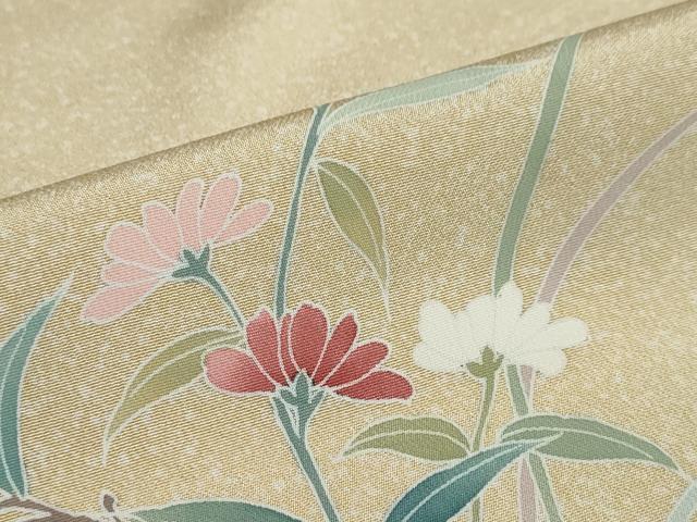 平和屋着物●訪問着　友禅　草花文　正絹　逸品　DAAZ7159ud