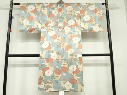 平和屋着物●長襦袢　無双仕立て　草花文　正絹　逸品　DAAZ7168ud