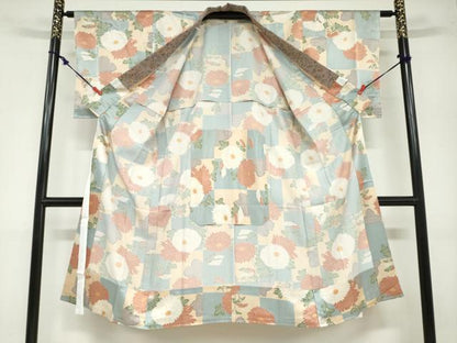 平和屋着物●長襦袢　無双仕立て　草花文　正絹　逸品　DAAZ7168ud