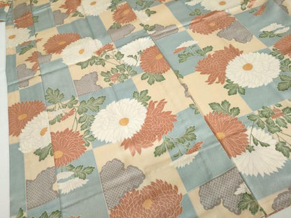 平和屋着物●長襦袢　無双仕立て　草花文　正絹　逸品　DAAZ7168ud