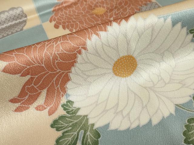 平和屋着物●長襦袢　無双仕立て　草花文　正絹　逸品　DAAZ7168ud