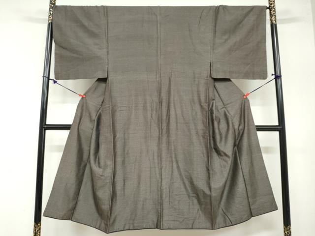 平和屋着物●男性　紬　アンサンブル　長羽織　80亀甲　変わり格子文　正絹　逸品　DAAZ7176ud