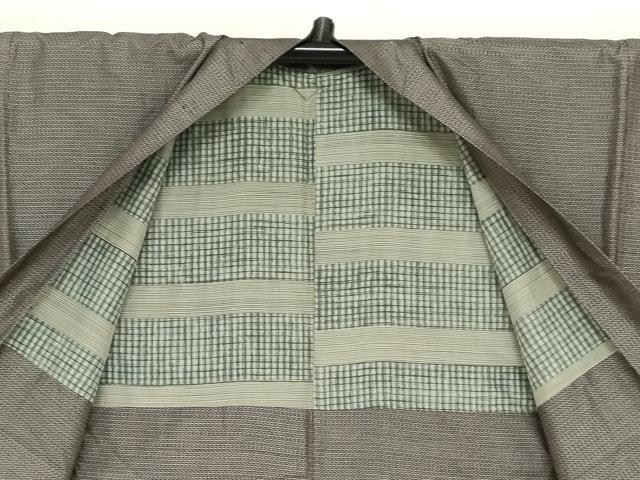 平和屋着物●男性　紬　アンサンブル　長羽織　80亀甲　変わり格子文　正絹　逸品　DAAZ7176ud