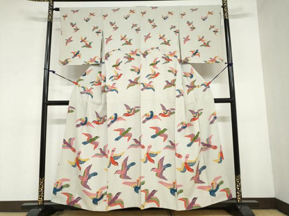 平和屋着物●訪問着　紅型　型染め　飛鳥文　正絹　逸品　DAAZ7186ud
