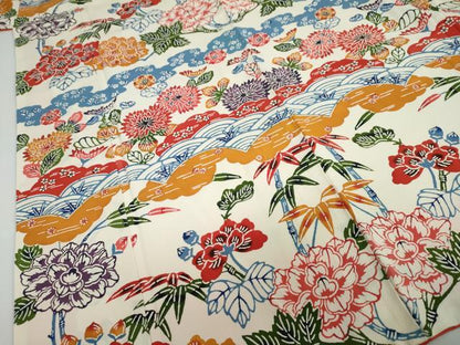 平和屋着物●豪華振袖 紅型 型染め 草花文 正絹 逸品 DAAZ7194ud