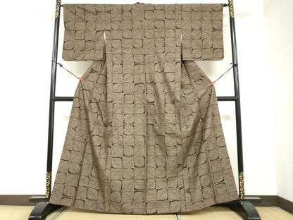 平和屋着物●本場大島紬 9マルキ 葉尽くし文 正絹 逸品 DAAZ7198ud