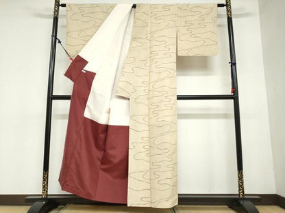 平和屋着物●上質な紬　抽象文様　正絹　逸品　DAAZ7200ud