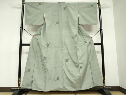 平和屋着物●京の名門・菱屋六右ェ門　紬　人物御所車文　正絹　逸品　DAAZ7201ud