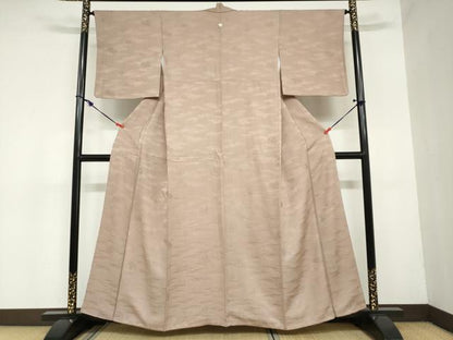 平和屋着物●上質な色無地　吉祥霞地紋　梅染色　正絹　逸品　DAAZ7204ud