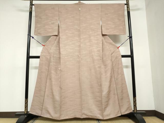 平和屋着物●上質な色無地　吉祥霞地紋　梅染色　正絹　逸品　DAAZ7204ud