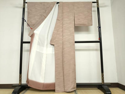 平和屋着物●上質な色無地　吉祥霞地紋　梅染色　正絹　逸品　DAAZ7204ud