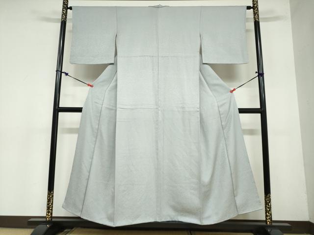 平和屋着物●上質な色無地　草花地紋　灰青色　正絹　逸品　DAAZ7214ud