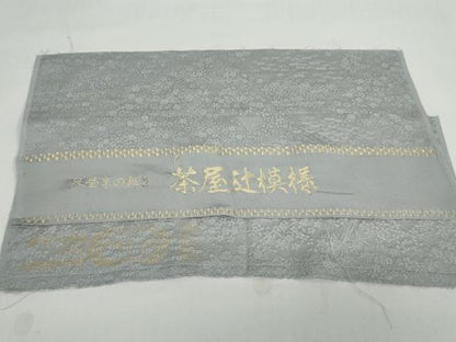 平和屋着物●上質な色無地 茶屋辻模様 鼠色 反端付き 正絹 逸品 DAAZ7216ud