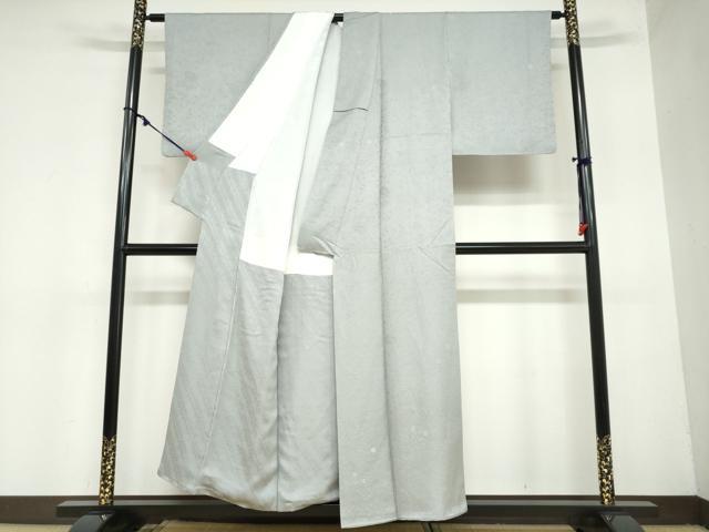 平和屋着物●上質な色無地 茶屋辻模様 鼠色 反端付き 正絹 逸品 DAAZ7216ud