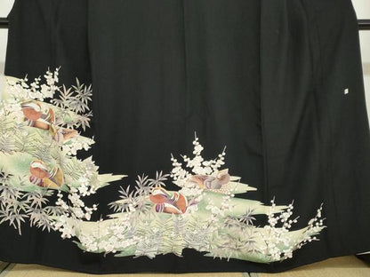 平和屋着物●豪華黒留袖 鴛鴦草花文 金彩 正絹 逸品 DAAZ7220ud