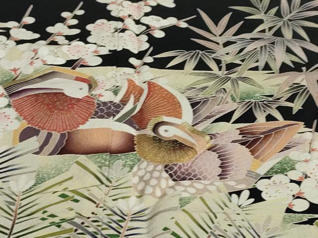平和屋着物●豪華黒留袖 鴛鴦草花文 金彩 正絹 逸品 DAAZ7220ud
