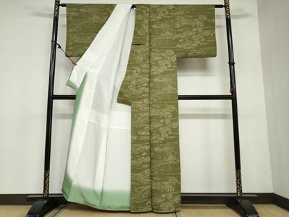 平和屋着物●上質な小紋　人物風景文　正絹　逸品　DAAZ7229ud