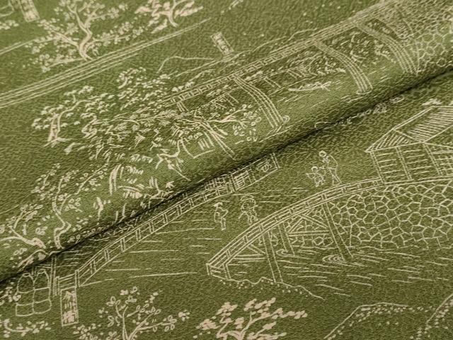 平和屋着物●上質な小紋　人物風景文　正絹　逸品　DAAZ7229ud