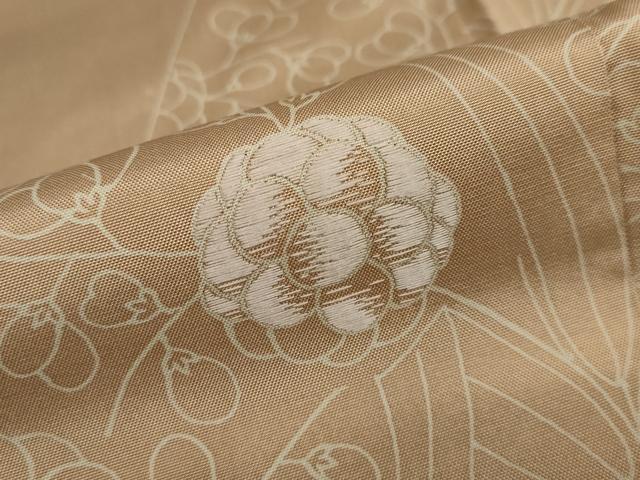 平和屋着物●本場縞大島紬　訪問着　刺繍　草花文　正絹　逸品　DAAZ7242ud