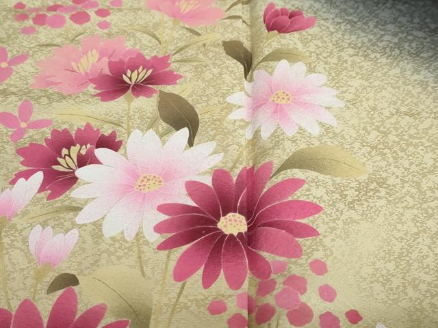 平和屋着物○豪華振袖 草花文 暈し染め 黒地 ロング丈 正絹 逸品