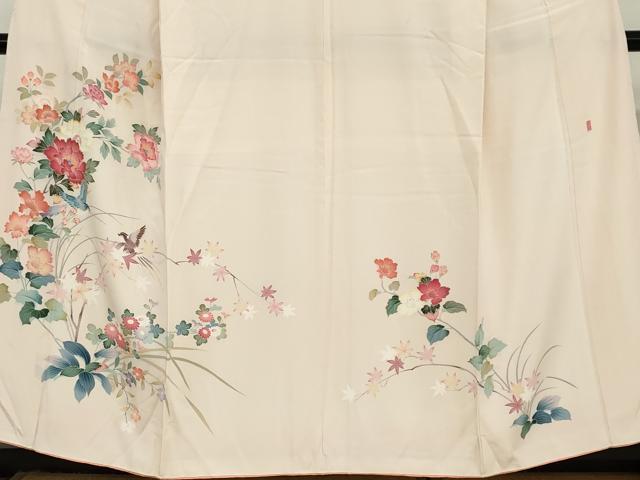 平和屋着物●訪問着　友禅　作家物　花鳥文　正絹　逸品　DAAZ7275ud