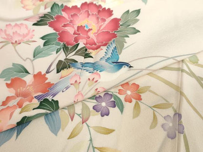 平和屋着物●訪問着　友禅　作家物　花鳥文　正絹　逸品　DAAZ7275ud