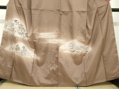 平和屋着物●訪問着 手描き 草花文 暈し染め 正絹 逸品 未使用 DAAZ7285ud