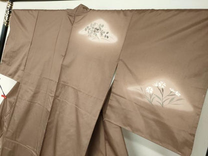 平和屋着物●訪問着 手描き 草花文 暈し染め 正絹 逸品 未使用 DAAZ7285ud